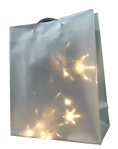 CREATIV home 3D PVC Tasche Sterneffekt 16 x 9 x 21 cm & 10er LED Lichterkette
