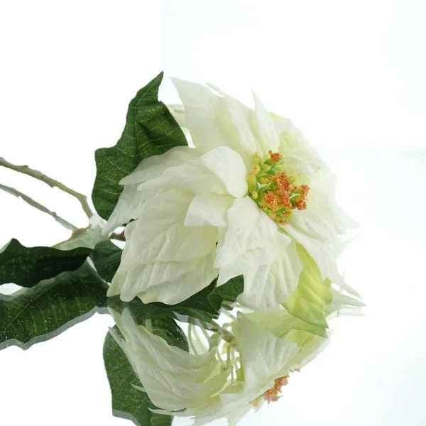 CREATIV home Weihnachtsstern - Poinsettie Velvet Weiß 53 cm - Kunstblumen