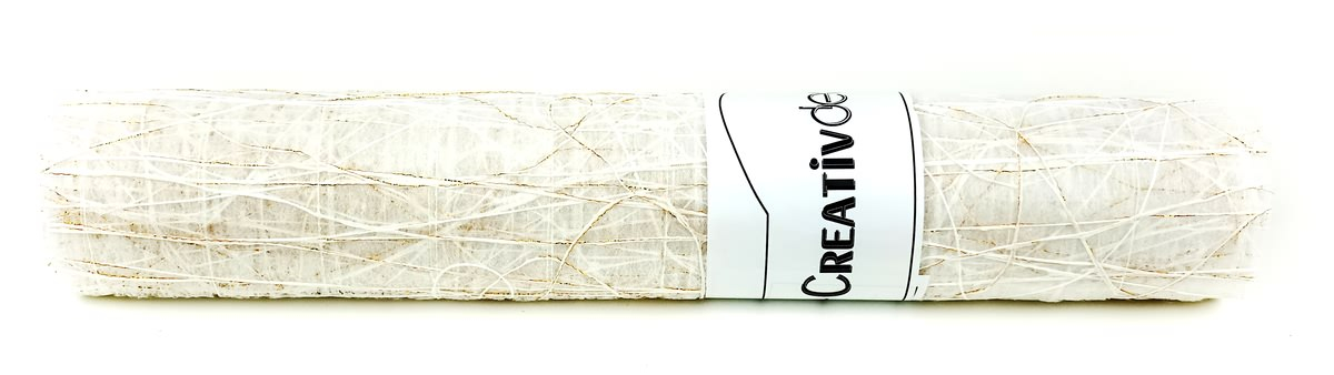 creative deco Weihnachts-Dekostoff Natur mit Gold - Polyester 40 x 300 cm