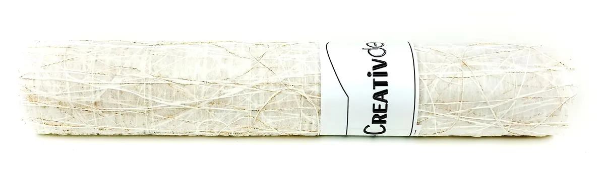 creative deco Weihnachts-Dekostoff Natur mit Gold - Polyester 40 x 300 cm