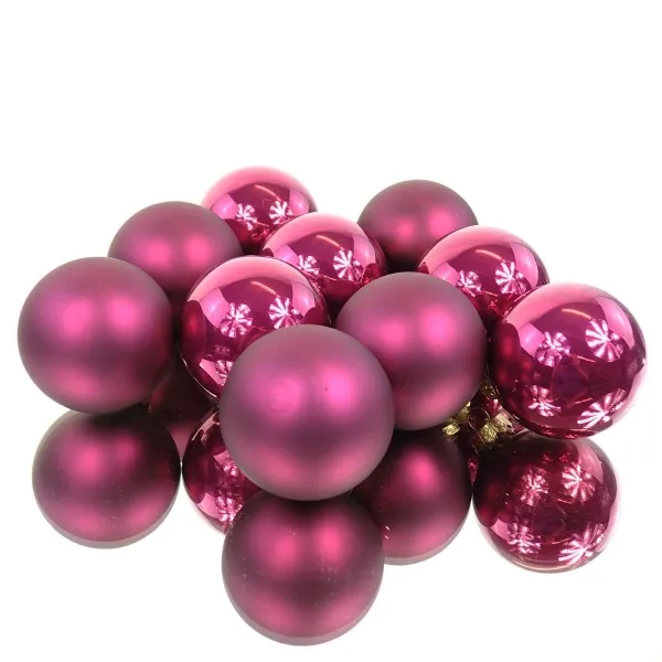 Decoris® Christbaumkugeln Granat rosa-rot Ø 6 cm 10er Pack - Glas