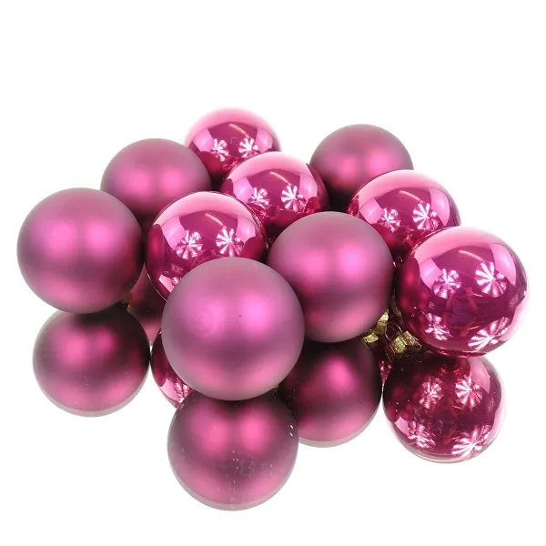 Decoris® Christbaumkugeln Granat rosa-rot Ø 6 cm 10er Pack - Glas