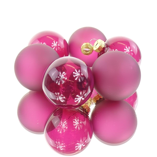 Decoris® Christbaumkugeln Granat rosa-rot Ø 6 cm 6er Pack - Glas