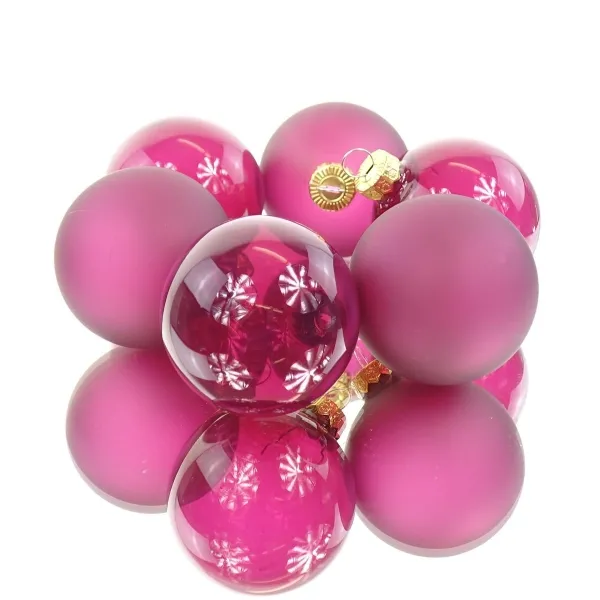 Decoris® Christbaumkugeln Granat rosa-rot Ø 6 cm 6er Pack - Glas