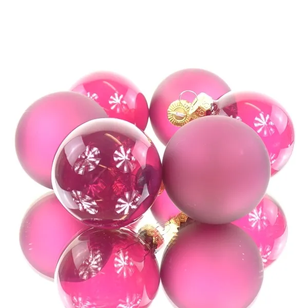 Decoris® Christbaumkugeln Granat rosa-rot Ø 6 cm 6er Pack - Glas