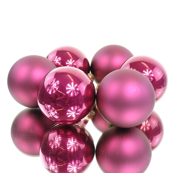 Decoris® Christbaumkugeln Granat rosa-rot Ø 8 cm 6er Pack - Glas