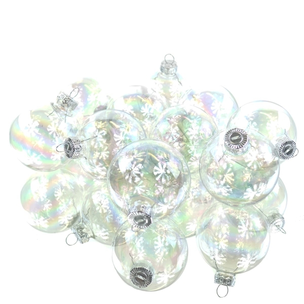 Decoris® Christbaumkugeln Transparent irisierend Ø 6 cm 10er Pack - Glas