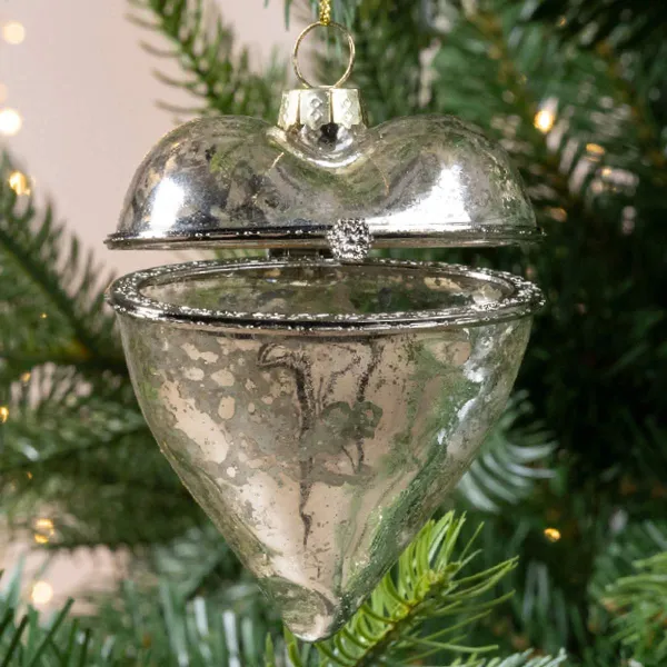 Decoris® Geschenkanhänger Herz Transparent & Silberfarben 8 cm - Glas