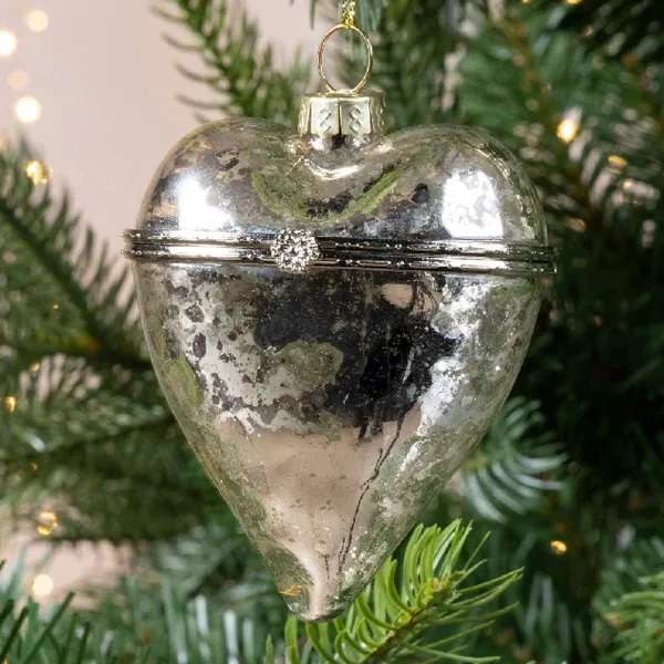 Decoris® Geschenkanhänger Herz Transparent & Silberfarben 8 cm - Glas