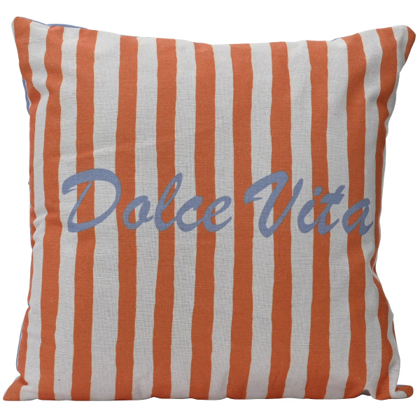 Decoris® Kissen Dolce Vita Weiß Orange Blau 43 x 43 cm - Polyester - Baumwolle