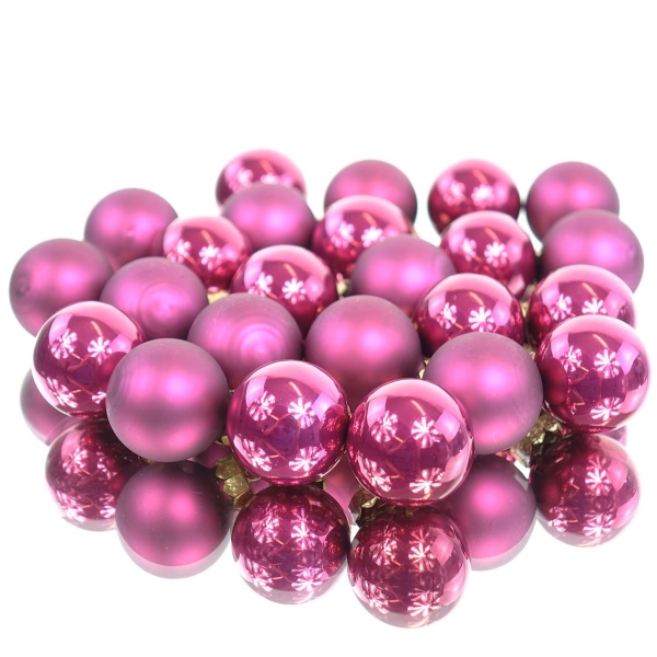 Decoris® Micro-Weihnachtskugeln Granat rosa-rot Ø 2,5 cm 24er Pack - Glas