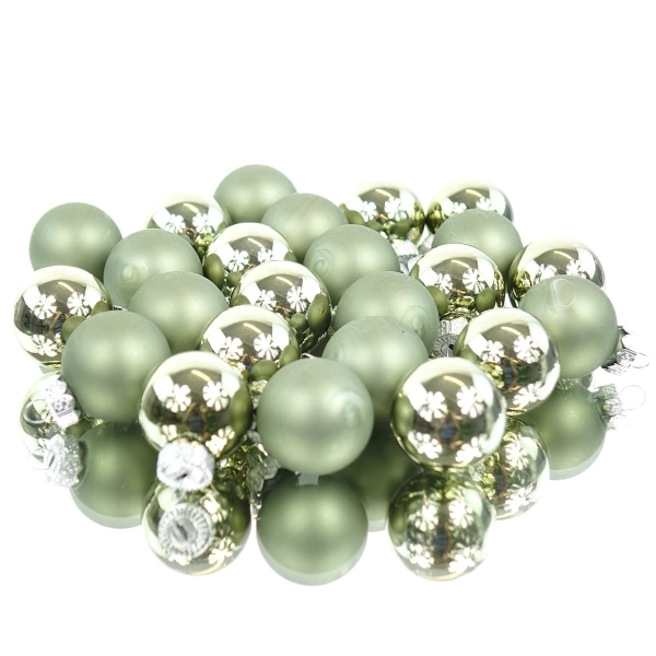 Decoris® Micro-Weihnachtskugeln Rosemary grün Ø 2,5 cm 24er Pack - Glas