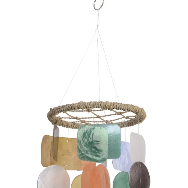 Decoris® Muschel-Mobilé Bunt kräftige Farben Ø 14,5 cm Höhe 48 cm - Capiz Muschel