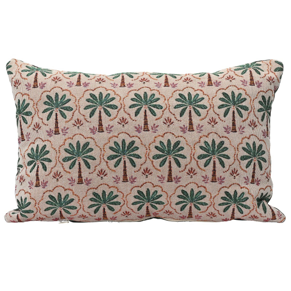 Decoris® Nackenkissen Palmen Altrosa & Grün 30 x 50 cm - Polyester + Baumwolle