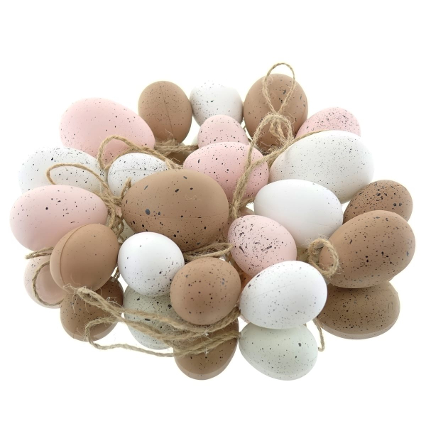 Decoris® Oster Dekoeier Braun Weiß & Rosa in 3 Größen im Netzbeutel - 20 Stück