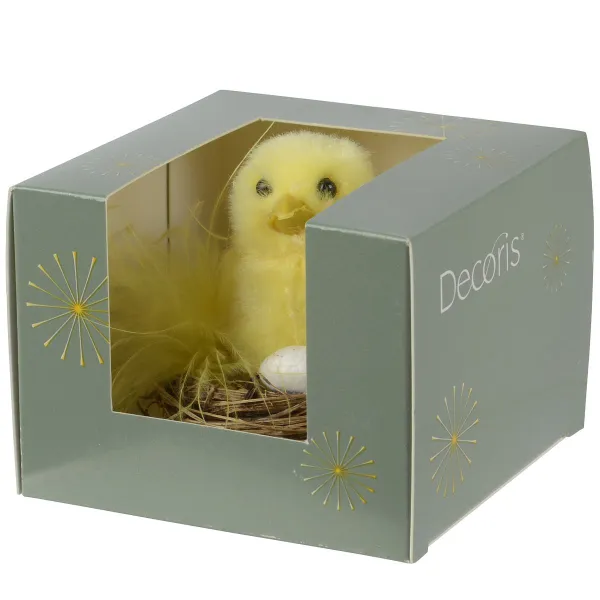 Decoris® Oster Küken im Nest mit Ei Ø 7 cm Höhe 7 cm - Polyester