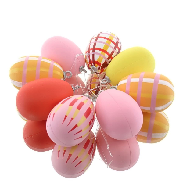 Decoris® Ostereier Bunt mit Aufhängern Ø 3,5 cm Höhe 5 cm 8er Set - Polystyren