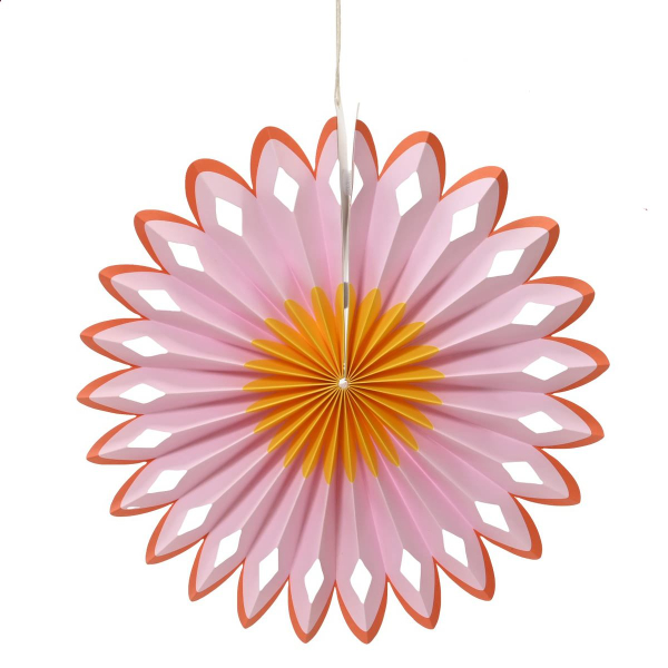Decoris® Papierblumenaufhänger - Papierrosette Rosa & Orange Ø 30 cm