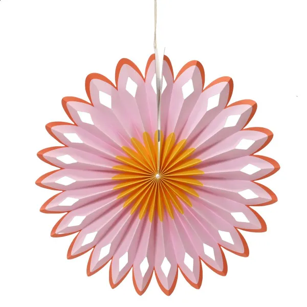 Decoris® Papierblumenaufhänger - Papierrosette Rosa & Orange Ø 30 cm Decoris® Papierblumenaufhänger - Papierrosette Rosa & Orange Ø 30 cm