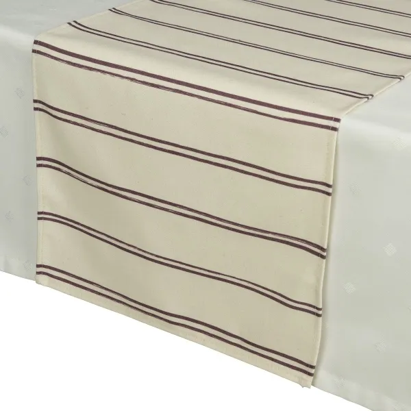 Decoris® Tischläufer Beige dunkelrot gestreift 32 x 140 cm - Polyester-Baumwolle Decoris® Tischläufer Beige dunkelrot gestreift 32 x 140 cm - Polyester-Baumwolle