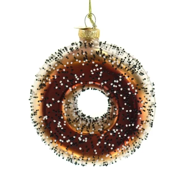 Decoris® Weihnachtsanhänger American Style Donut Braun gesprenkelt Ø 9 cm - Glas
