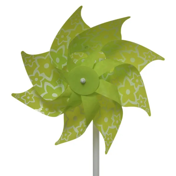 Decoris® Windrad Grün mit weißem Blumenmuster Ø 20 cm 35 cm - Kunststoff Decoris® Windrad Grün mit weißem Blumenmuster Ø 20 cm 35 cm - Kunststoff