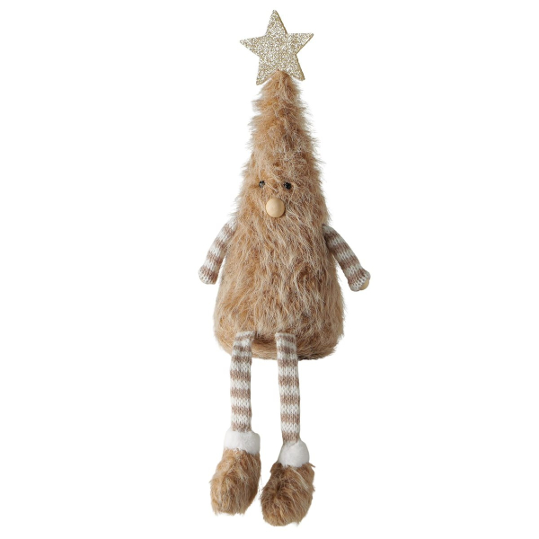 Dekofigur Kantenhocker Walgi Tannenbaum Ø 9,5 cm Höhe 27 cm braun, cremeweiß - Polyester
