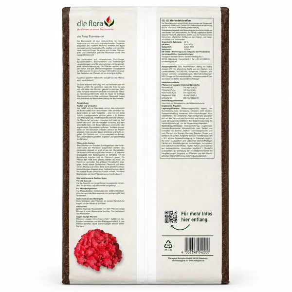 die Flora Blumenerde - Universalerde für Zimmer-, Balkon- & Gartenpflanzen - 20 Liter