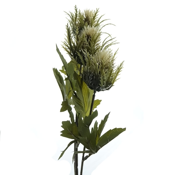 Distelzweig Creme mit 3 Blüten 68 cm - Kunstblumen