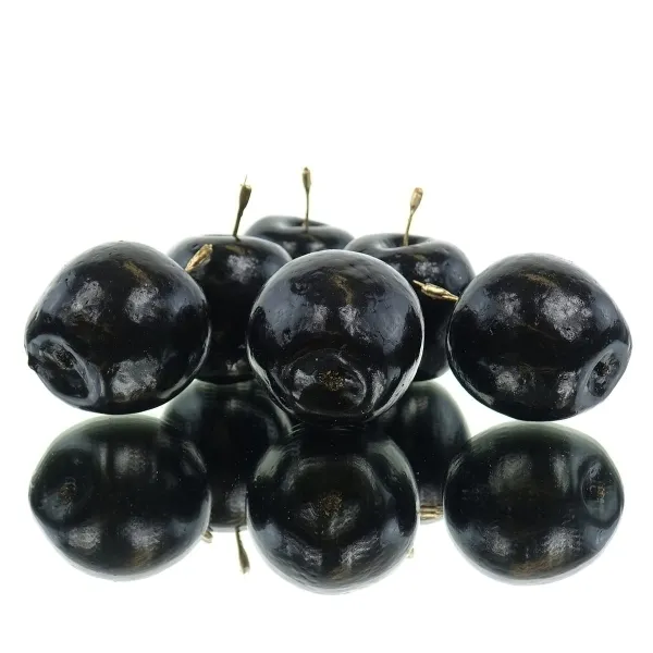 DPI Deko Mini - Äpfel Schwarz mit Stiel Ø 5 cm im 6er Pack - Kunststoff