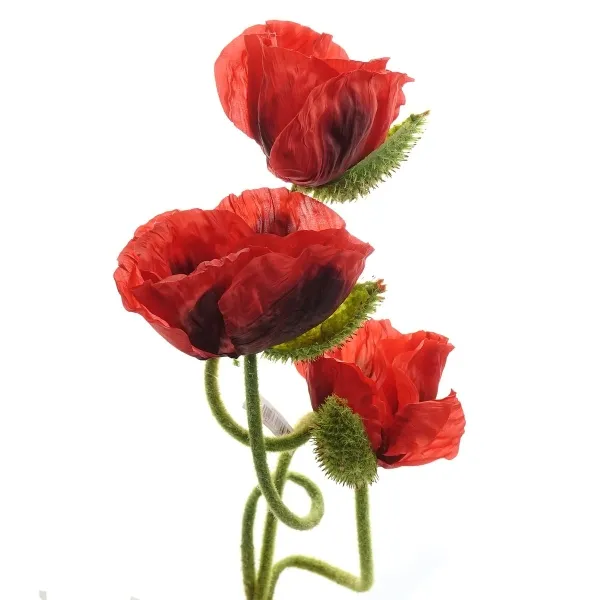 DPI Mohnblumen Rot mit dunklen Flecken 65 cm im 3er Bund - Kunstblumen DPI Mohnblumen Rot mit dunklen Flecken 65 cm im 3er Bund - Kunstblumen