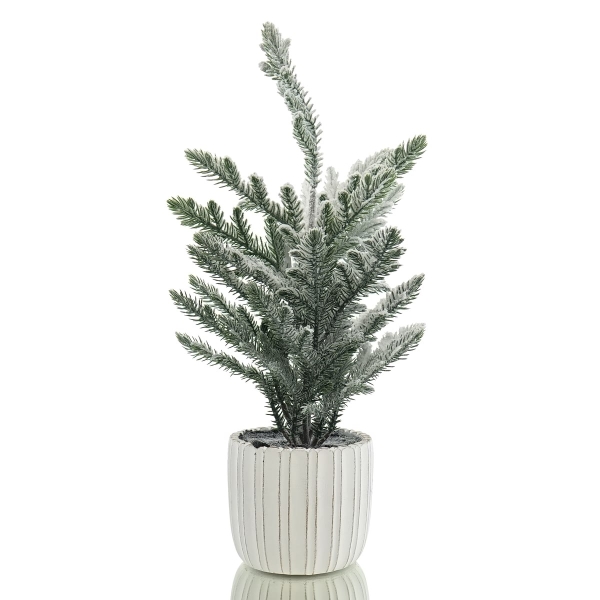 DPI Weihnachtsbaum beschneit im weißen Topf Höhe 42 cm - Kunststoff & Zement