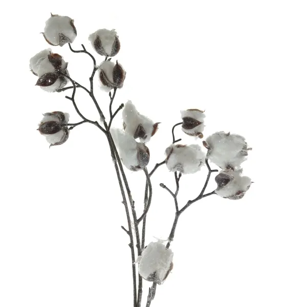 DPI Weihnachtsdeko Baumwollzweig Weiß beschneit 85 cm - Kunstblumen DPI Weihnachtsdeko Baumwollzweig Weiß beschneit 85 cm - Kunstblumen