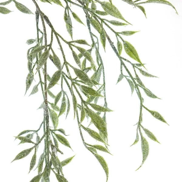 DPI Weihnachtsdeko Zweig mit Blättern Grün geeist 68 cm - Kunstpflanzen