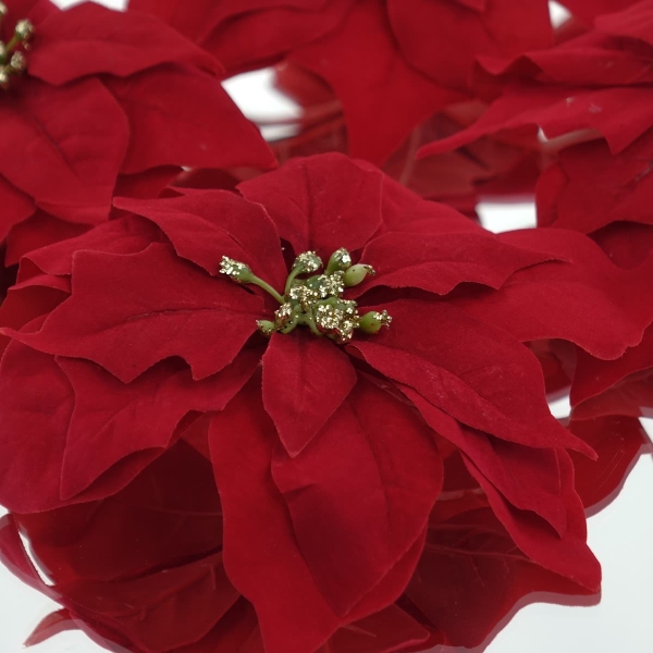 DPI Weihnachtssterne - Poinsettien mit Krokodilklemme 4er Pack - Kunstblumen