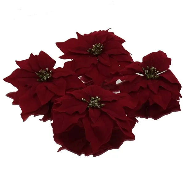 DPI Weihnachtssterne - Poinsettien mit Krokodilklemme 4er Pack - Kunstblumen