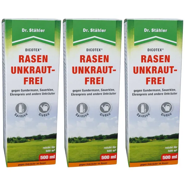 Dr. Stähler DICOTEX® Rasen Unkraut-Frei für 500 m² - 500 ml x 3