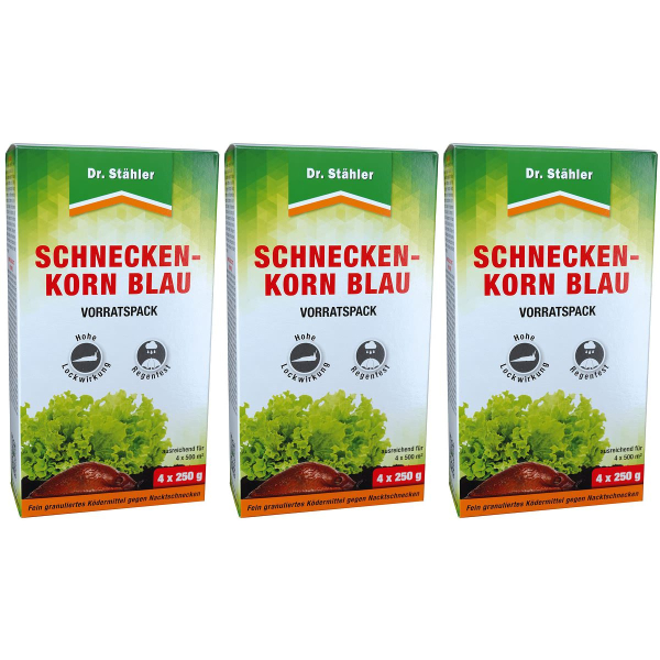 Dr. Stähler Schneckenkorn Blau Vorratspack 4 x 250 Gramm - 3 x