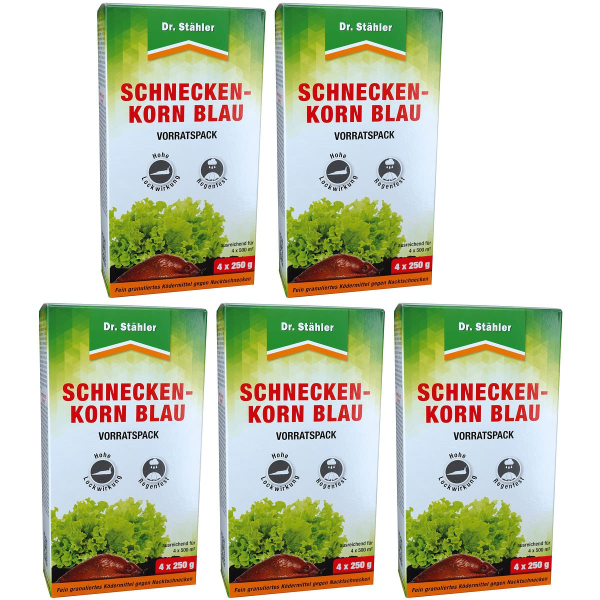 Dr. Stähler Schneckenkorn Blau Vorratspack 4 x 250 Gramm - 5 x