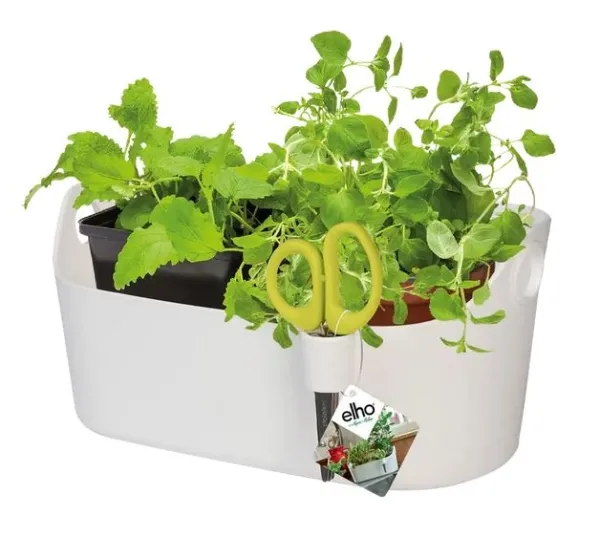 elho® Brüssel Kräuterstation Weiß mit Schere 29,8 cm - Kunststoff & Metall