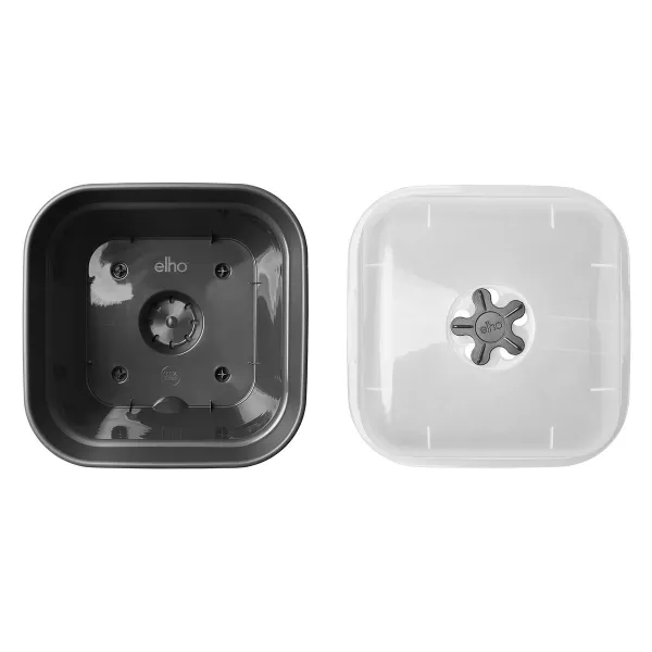 elho® Green Basics Anzuchttopf Schwarz transparenter Deckel quadratisch 19,5 cm