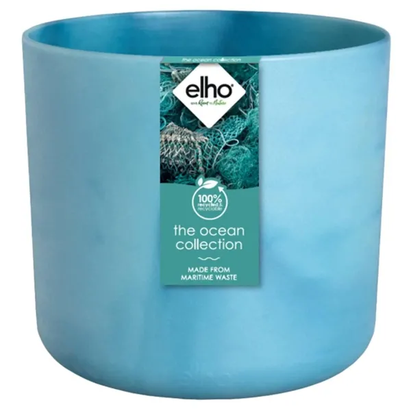 elho® Ocean Übertopf Atlantikblau Ø 16 cm aus Kunststoffen aus dem Meer