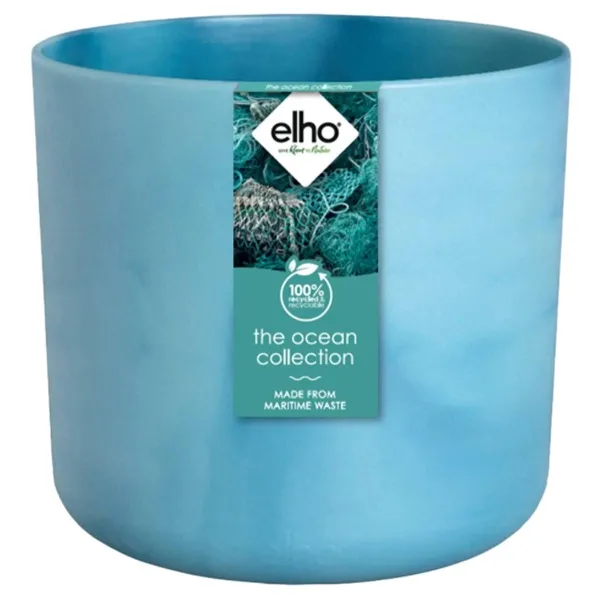 elho® Ocean Übertopf Atlantikblau Ø 18 cm aus Kunststoffen aus dem Meer