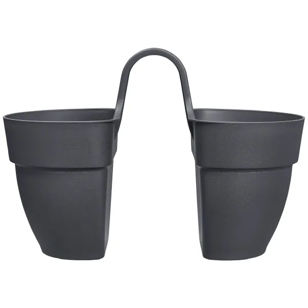 elho® Vibia campana Geländertopf Flower Twin Anthrazit 21 cm - Kunststoff