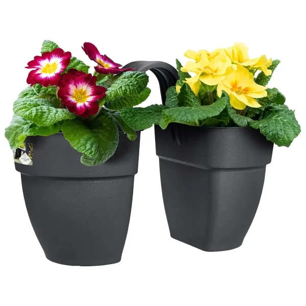 elho® Vibia campana Geländertopf Flower Twin Anthrazit 21 cm - Kunststoff