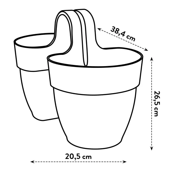 elho® Vibia campana Geländertopf Flower Twin Anthrazit 21 cm - Kunststoff