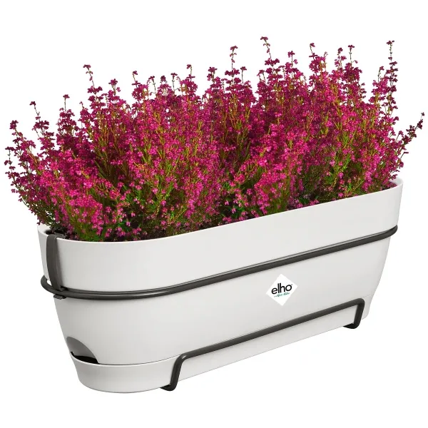 elho® Vibia campana Pflanzkasten Seidenweiß 50 cm mit Halter allin1 - Kunststoff