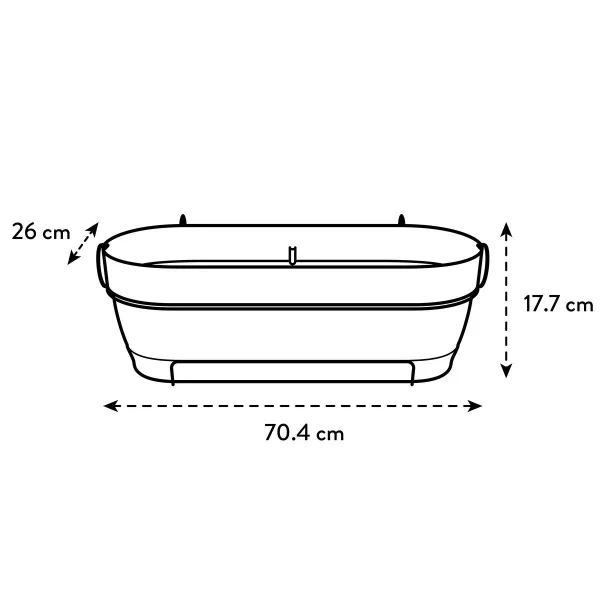 elho® Vibia campana Pflanzkasten Seidenweiß 70 cm mit Halter allin1 - Kunststoff