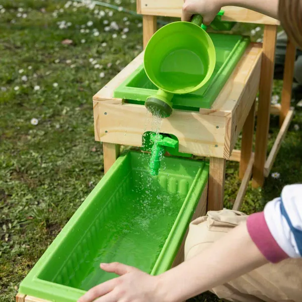 Esschert Design Kinder 3 Wassertische im Set Natur & Grün Gesamtlänge 152 cm - FSC® Holz
