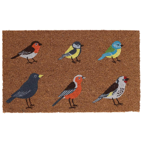 Esschert Desgin Türmatte 6 Vögel Braun & Bunt 75 x 45 cm - Kokos & PVC